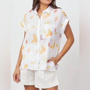 Rails White Button Down Shirt with Multicolor Print